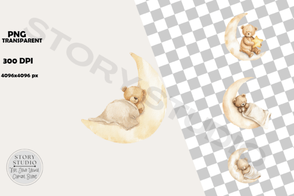 Download Sweet Baby Bear Moon Nursery Clipart - Sweet baby bear Collection