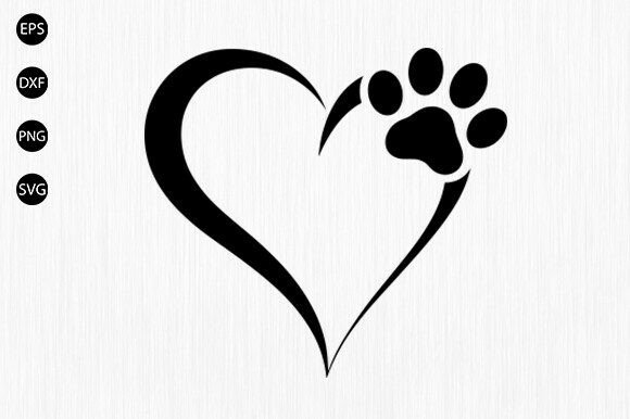 Download Dog Paw Heart Svg, Cat Paw Heart Svg - Premium Resources
