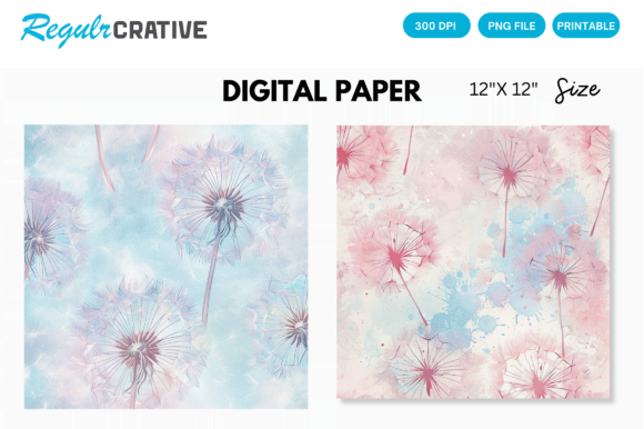 Download Pastel Dandelions Digital Pattern - Premium Resources