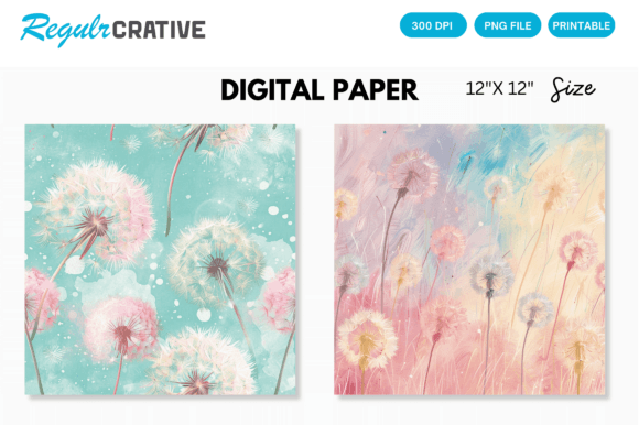 Download Pastel Dandelions Digital Pattern - Premium Resources